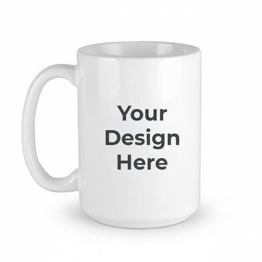 White ceramic mug on a white background